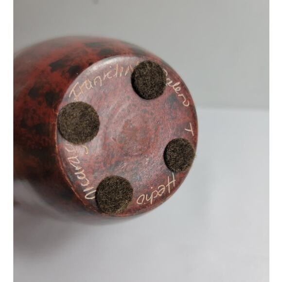 Nicaraguan Pottery OWL Vase Calera Signed Rust Brown Colorful 8" - Picture 5 of 8